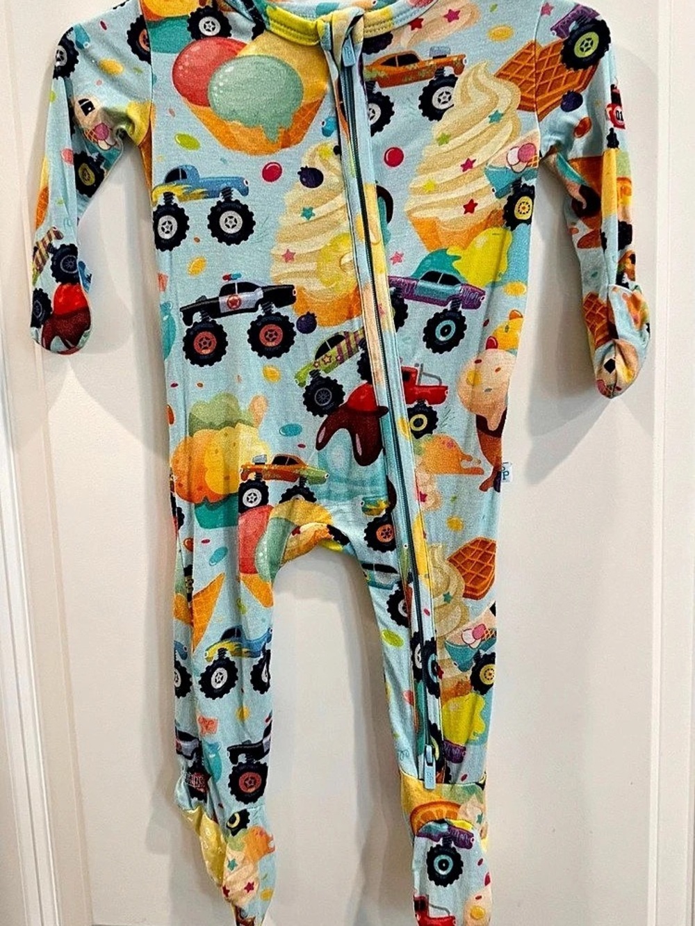 Posh Peanut Monster Truck and Ice Cream Cones Footed Zip Sleeper 0-3 months